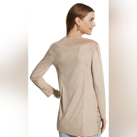 Chico's Faux-Suede Perforated Duster Jacket NWT - Picture 2 of 8